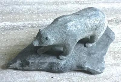 Carved Stone Bear Sculpture - Vermilion Designs - Gray