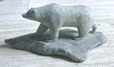 Carved Stone Bear Sculpture - Vermilion Designs - Gray