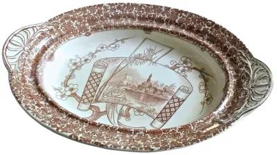 Antique Copeland Lagoon Blossom Platter - Vermilion Designs - White