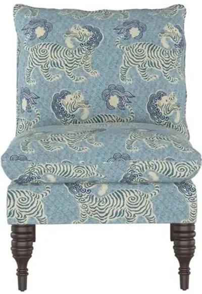 Daphne Slipper Chair - Lion Blue - Handcrafted