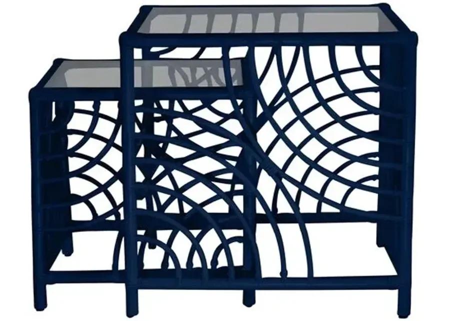 Swirl Nesting Tables - Navy - Blue