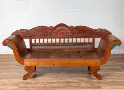 Plantation Javanese Teak Settee - FEA Home - Brown