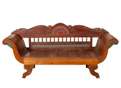 Plantation Javanese Teak Settee - FEA Home - Brown