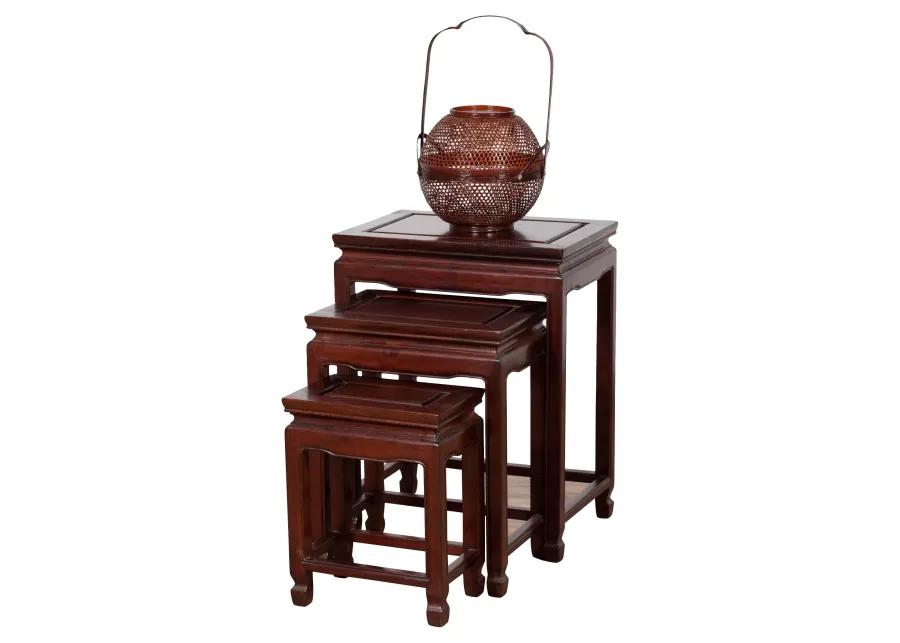 Three Chinese Rosewood Nesting Tables - FEA Home - Brown