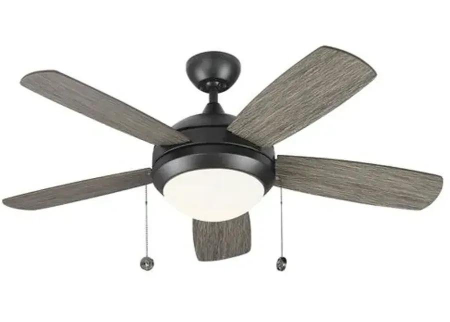 Visual Comfort - Discus Classic II Ceiling Fan - Weathered Oak - Gray - 5 Blades, Energy Efficient