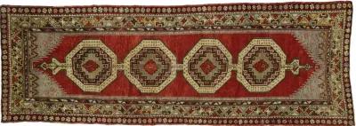 Turkish Oushak Runner - 3 9 × 10 8 - Esmaili Rugs & Antiques - Red - Red - Hand Knotted