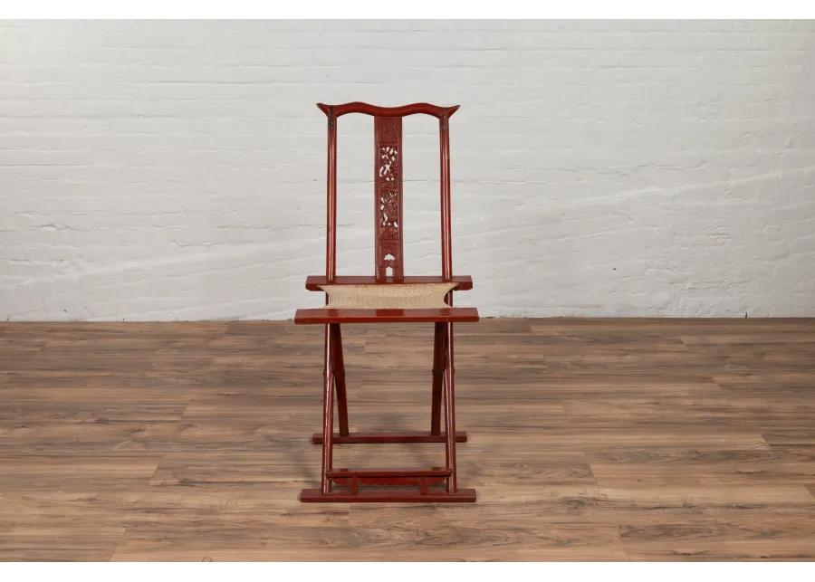 Chinese Red Lacquered Folding Chair - FEA Home