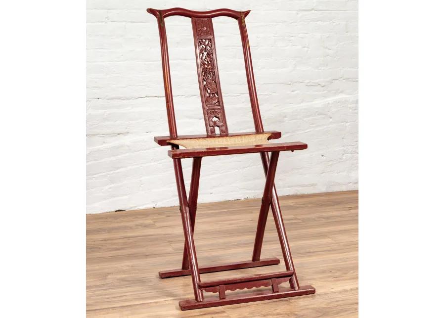 Chinese Red Lacquered Folding Chair - FEA Home