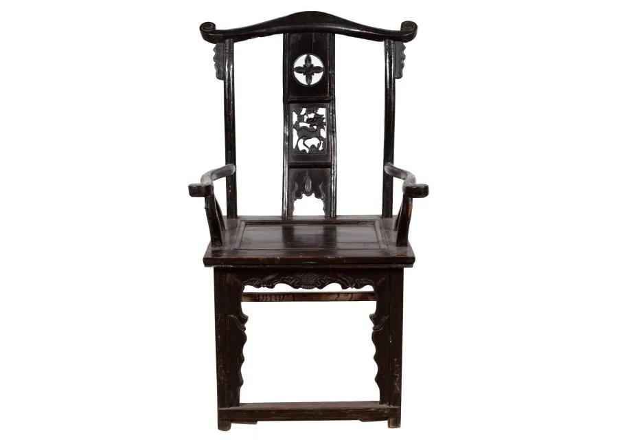 Chinese Elm Dark Patina Dengguayi Chair - FEA Home - Black