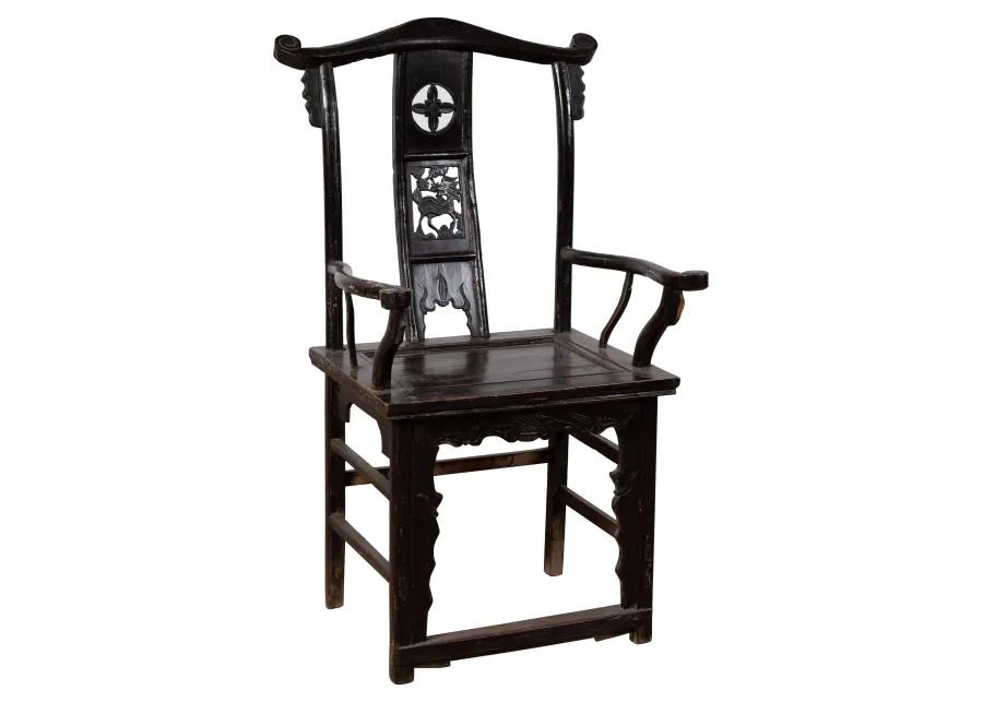 Chinese Elm Dark Patina Dengguayi Chair - FEA Home - Black