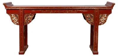 Chinese Red Lacquered Console Table - FEA Home