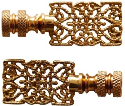 Brass Filigree Lamp Finials - a Pair By Interesting Things - Gold - Fits a standard size lamp harp