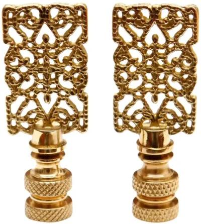 Brass Filigree Lamp Finials - a Pair By Interesting Things - Gold - Fits a standard size lamp harp