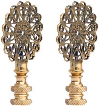 Lacy Brass Lamp Finials - a Pair By Interesting Things - Gold - Fits a standard size lamp harp