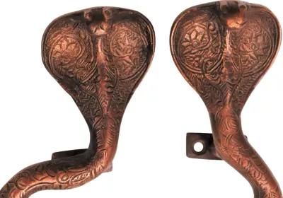 Large Dark Brass Cobra Door Handles - Interesting Things - Brown