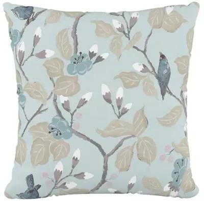 Laurel Floral Pillow - Soft Blue