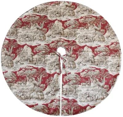 53" Woodland Deer Tree Skirt - Red