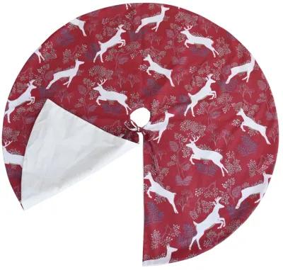 53" Leaping Deer Tree Skirt - Red