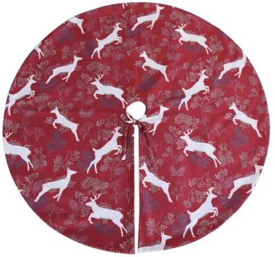 53" Leaping Deer Tree Skirt - Red