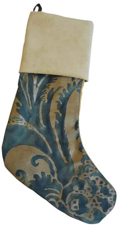 Italian Fortuny Christmas Stocking - Green