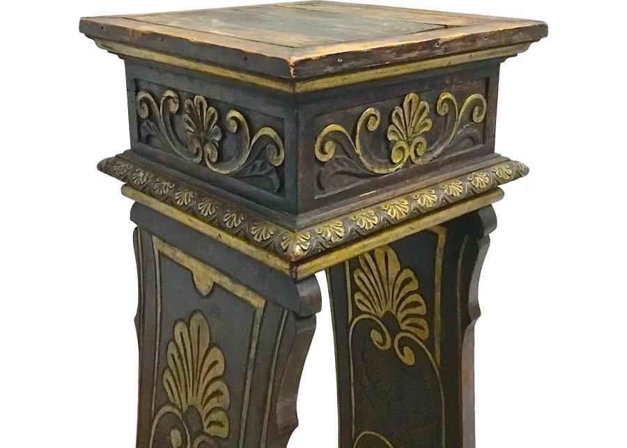 Acanthus Leaf Carved Italian Pedestal - Vermilion Designs - Brown