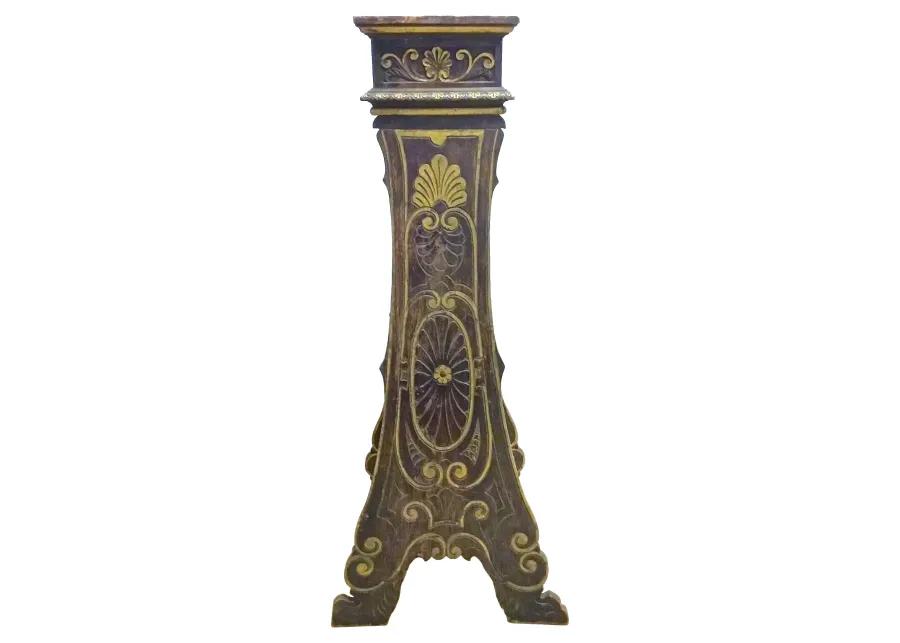 Acanthus Leaf Carved Italian Pedestal - Vermilion Designs - Brown