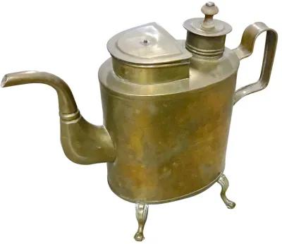 Antique Brass Double Lid Kettle - Vermilion Designs - Gold