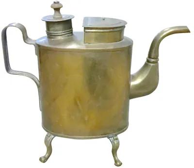 Antique Brass Double Lid Kettle - Vermilion Designs - Gold