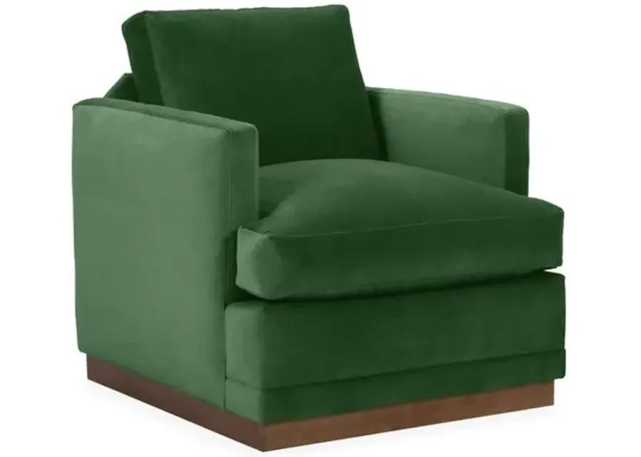 Shaw Velvet Swivel Club Chair - Hancrafted in the USA