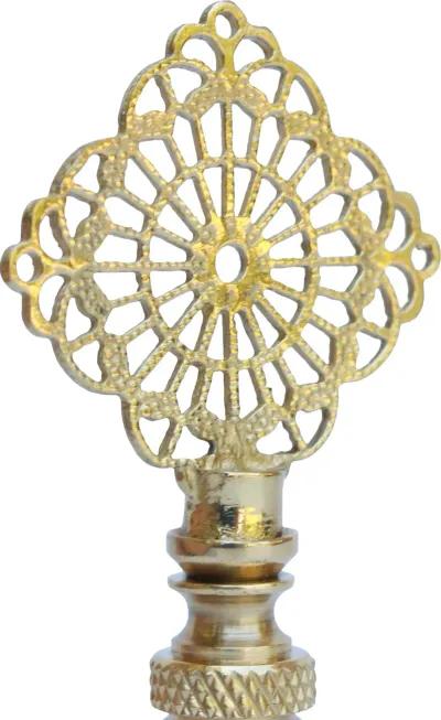 Brass Filigree Lamp Finials - Set of 2 By Interesting Things - Gold - Fits a standard size lamp harp