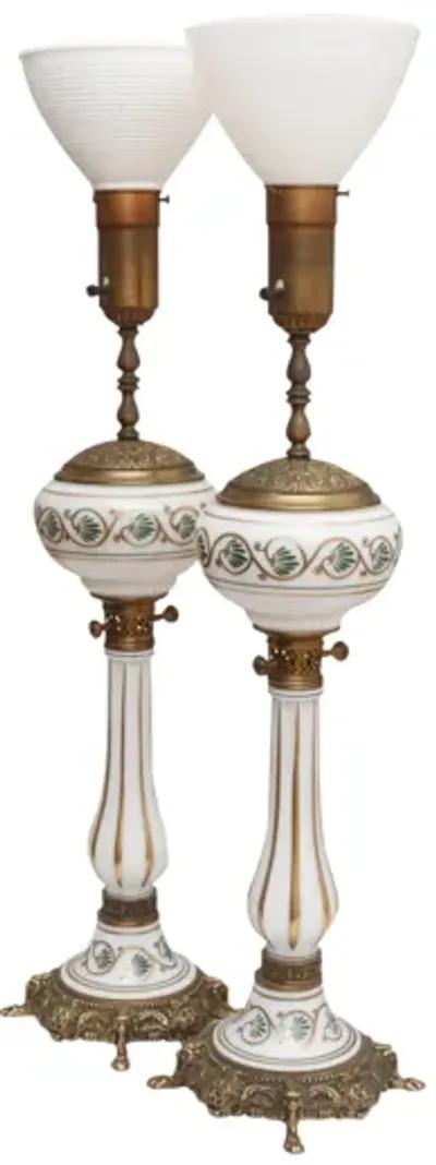 Monumental Glass & Brass Uplighter Lamps - Interesting Things