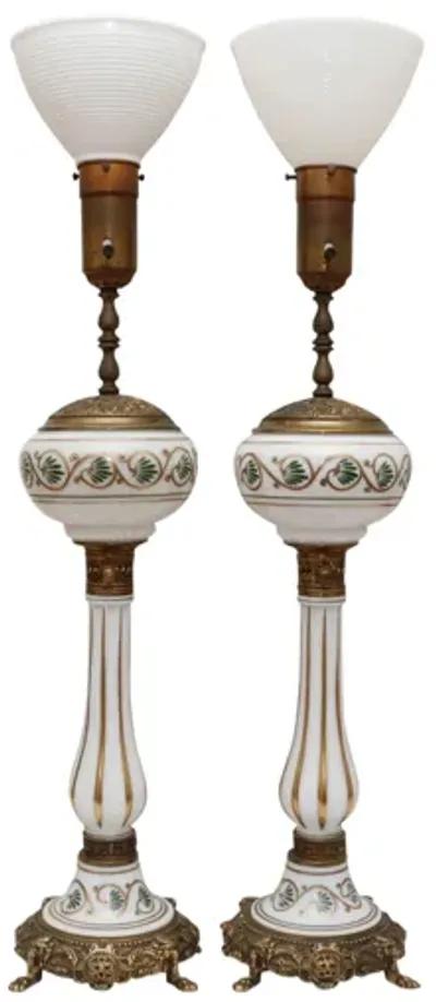 Monumental Glass & Brass Uplighter Lamps - Interesting Things