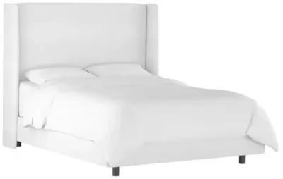 Kelly Velvet Wingback Bed - Handcrafted - White, Mattress, Box Spring Required