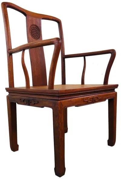 1960s Asian-Style Hand Carved Armchair - 2-b-Modern - Brown