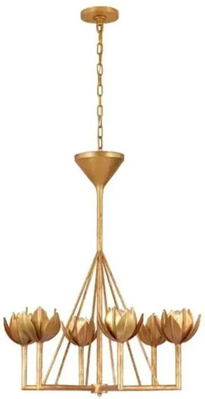 Visual Comfort - Alberto Small Single-Tier Chandelier Antiqued Gold Leaf