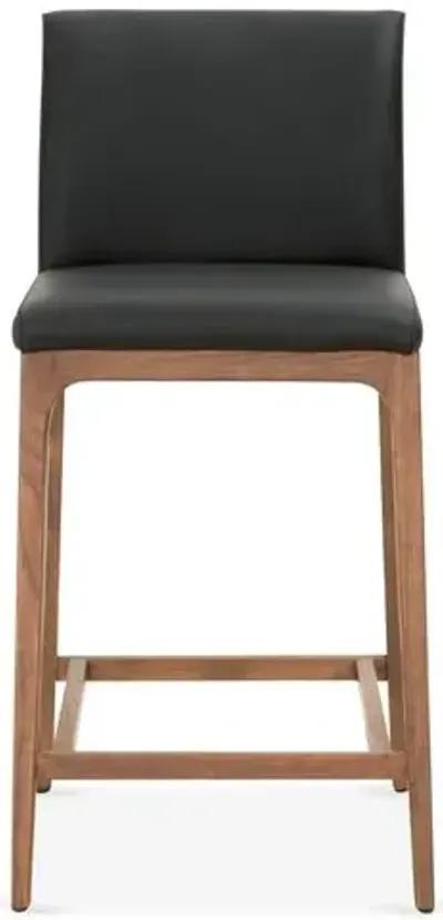 Russell Counter Stool - Black Leather