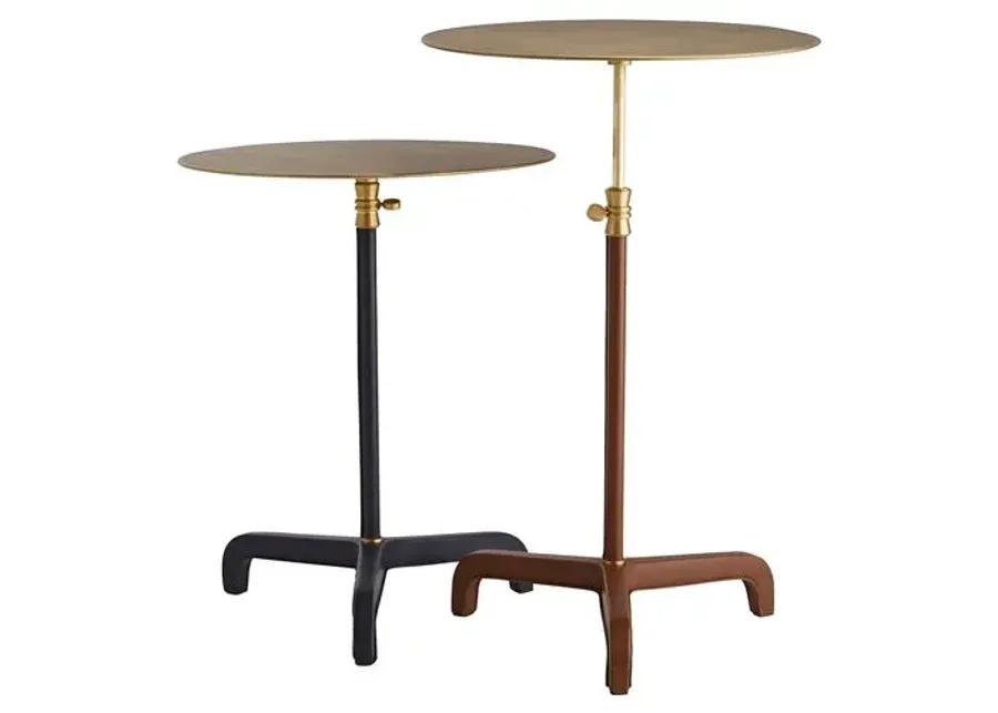 Addison Side Table - Cognac Leather - Gold