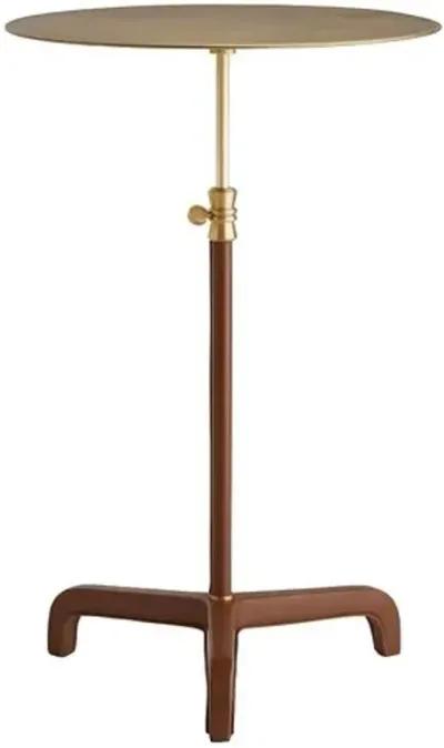 Addison Side Table - Cognac Leather - Gold