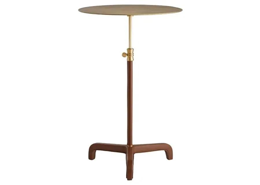 Addison Side Table - Cognac Leather - Gold