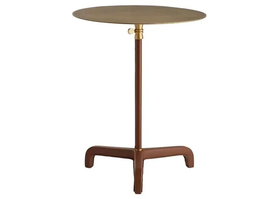 Addison Side Table - Cognac Leather - Gold