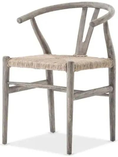 Paxton Teak Outdoor Dining Chair - Weathered Gray - Beige