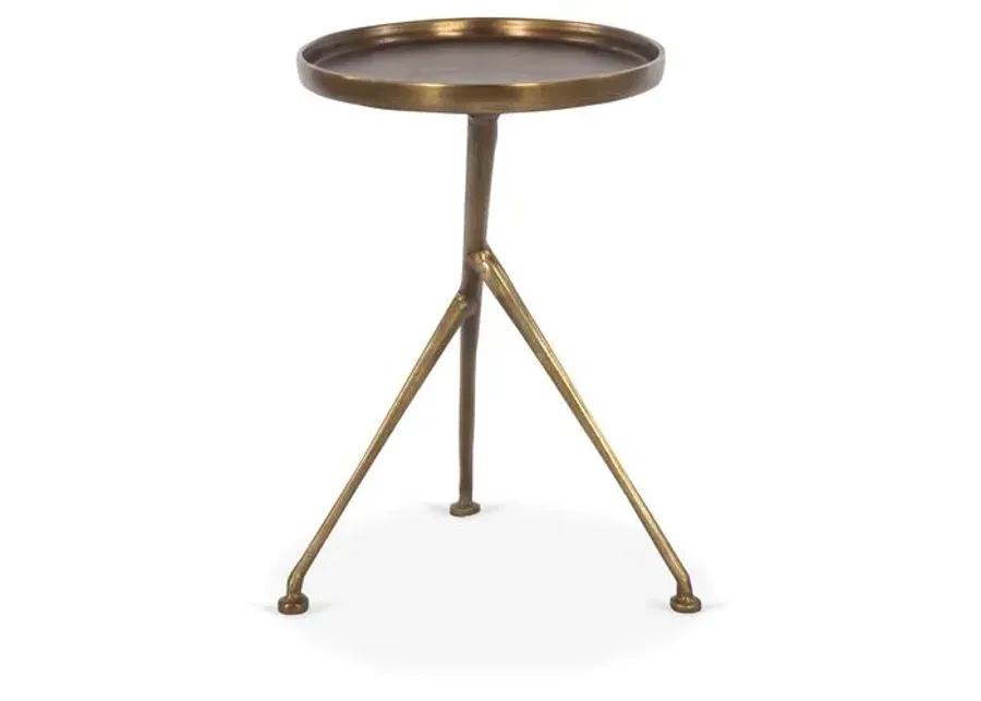 Amari Outdoor Accent Table - Antique Brass - Brown - 20H x 18W x 14D in