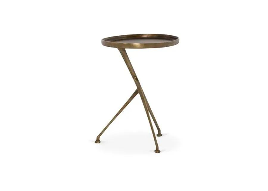 Amari Outdoor Accent Table - Antique Brass - Brown - 20H x 18W x 14D in