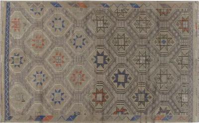 Turkish Jajim Flat Weave Rug 6'4 x 10'5 - Blue - Blue