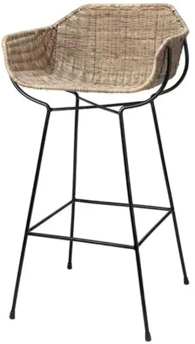 Nusa Rattan Barstool - Natural - Jamie Young Co. - Brown