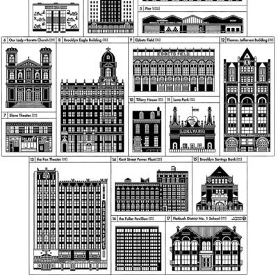 Demolished Buildings of Brooklyn Poster - Interesting Things - Black