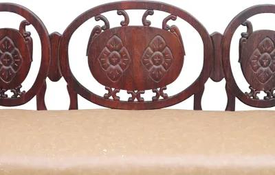 Carved Mahogany Bench - Something Vintage - brown