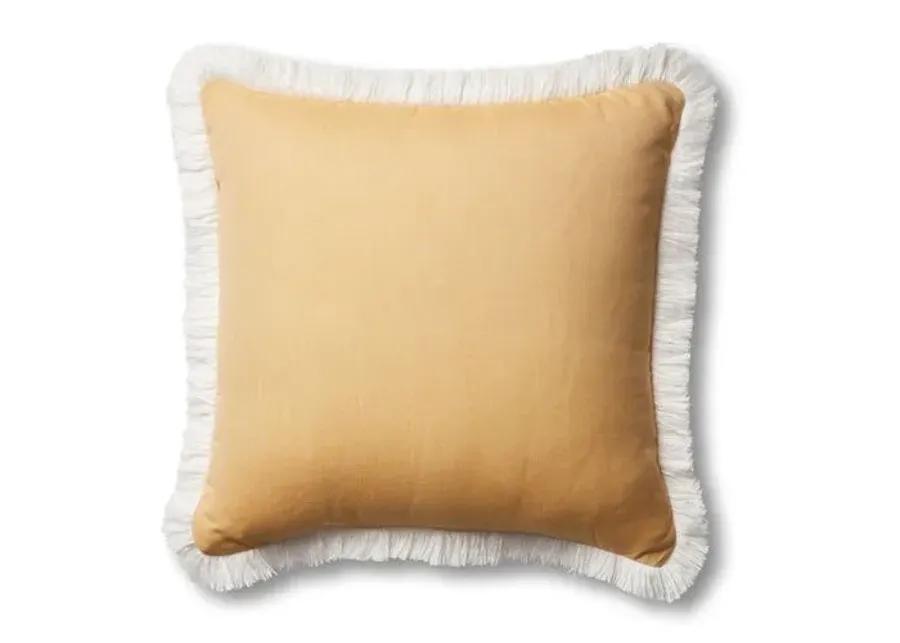 Kit Fringe Pillow - Mustard/White