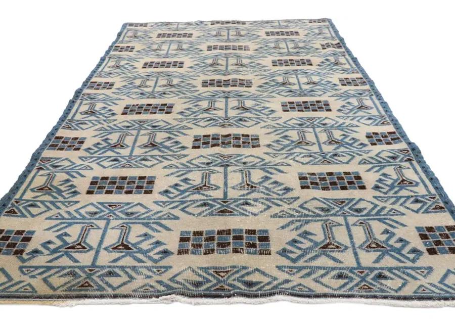 Zeki Muren Turkish Rug - 4'7x7'11 - Esmaili Rugs & Antiques - Blue - Blue