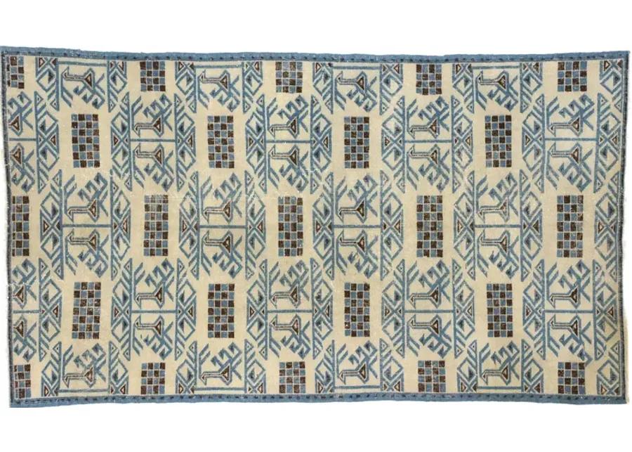 Zeki Muren Turkish Rug - 4'7x7'11 - Esmaili Rugs & Antiques - Blue - Blue